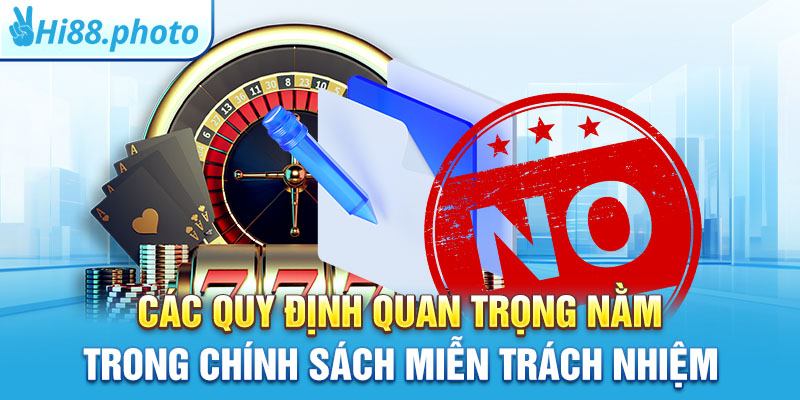 Các quy định quan trọng nằm trong chính sách miễn trách nhiệm