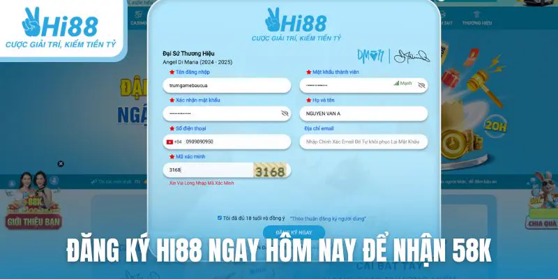 Đăng ký Hi88 ngay hôm nay để nhận 58K hoàn toàn miễn phí