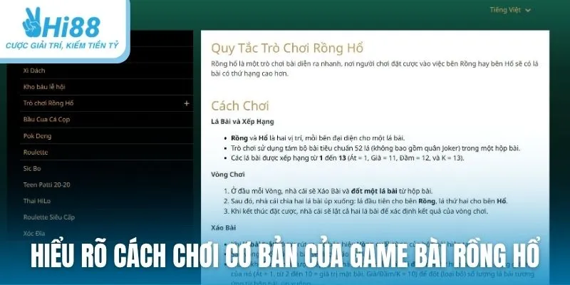 Hiểu rõ cách chơi cơ bản của game bài Rồng Hổ nhanh chóng