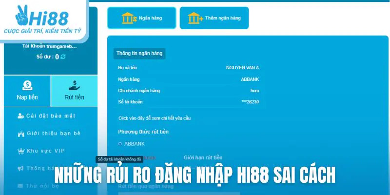 Những rủi ro thường gặp khi đăng nhập Hi88 sai cách