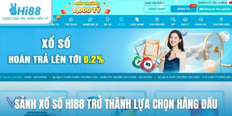 Sảnh xổ số Hi88 trở thành lựa chọn hàng đầu cho người chơi